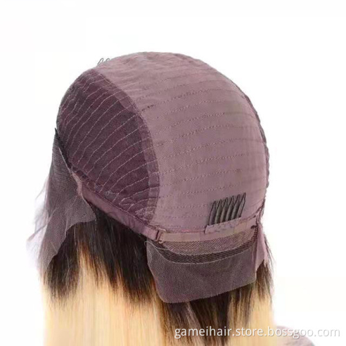 613 Bob Lace Front Wigs Brazilian Hair Black to Blonde 2 Tone Colored Wigs Glueless Real Human Hair Wigs for Women